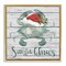 Stupell Industries Blue Crab Nautical Christmas Pun Framed Floater Canvas Wall Art
